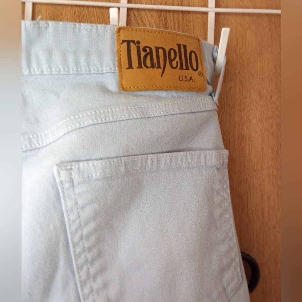 Tianello Vintage Women's Robin's Egg Blue stretch cotton high waist XL 32 In - Picture 5 of 9